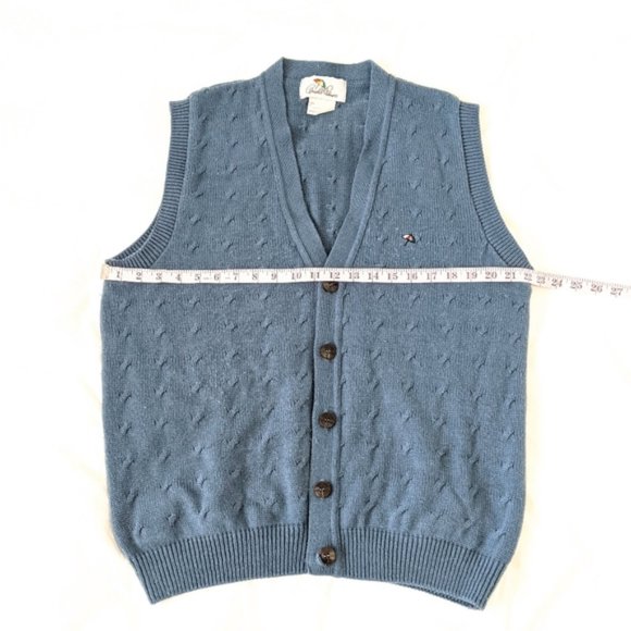 Vintage Oversized Cable Knit Button Up Sweater Vest Grandpa Preppy Academia Cool - Picture 9 of 13